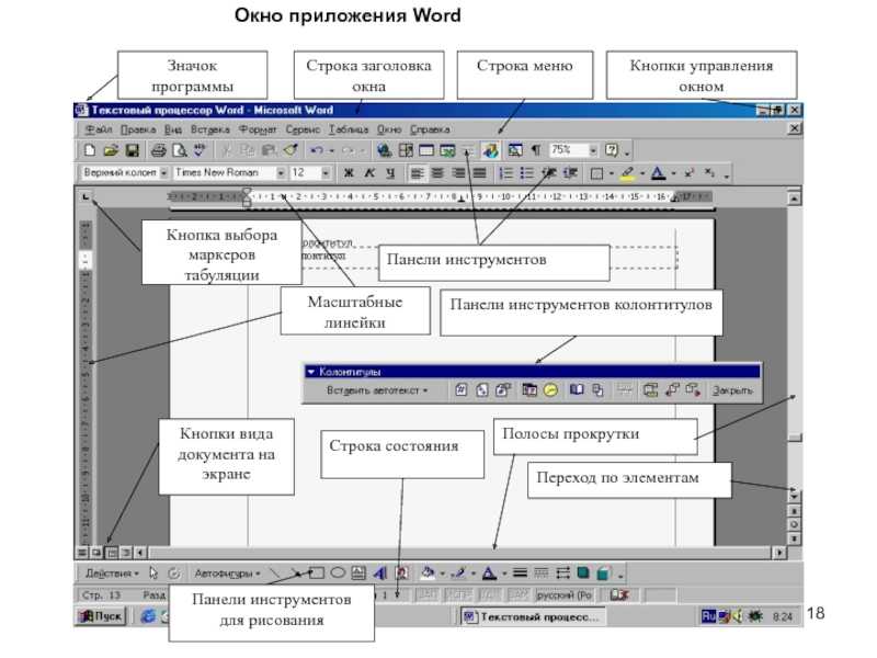 Окно процессора word. Текстовый процессор ворд 2003. Элементы интерфейса ворд. Структура текстового редактора Word 2010. Структура окна текстового редактора.