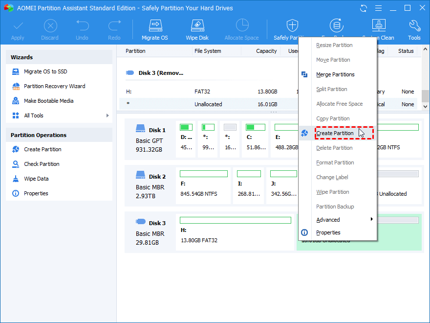 Как перенести windows на другой диск с использованием программы aomei partition assistant