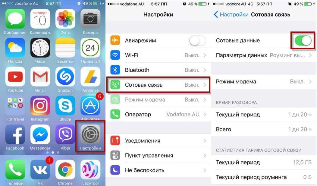 Сбой активации сотовой сети iphone