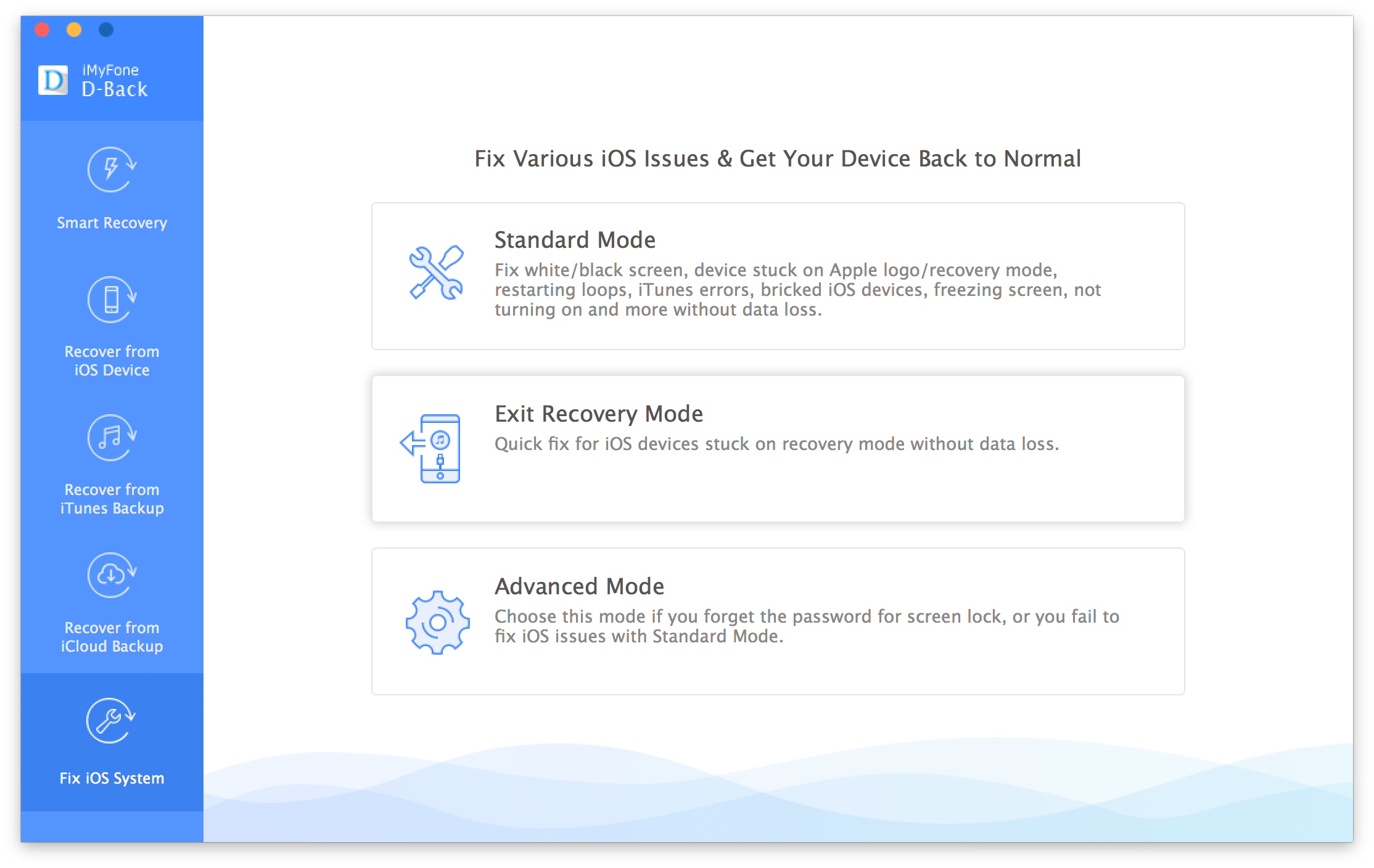 Smart data Recovery. Myfone d-back. IMYFONE D-back Mac. IOS System Recovery.