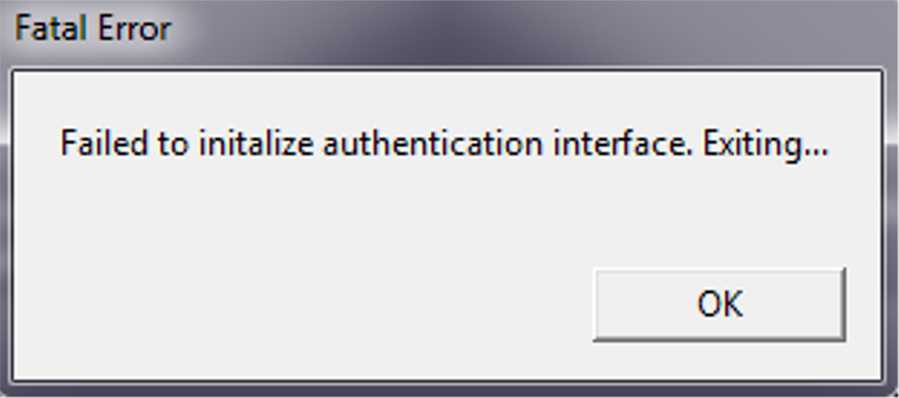 Failed invalid authentication