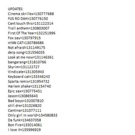 Id песен roblox. Коды песен в РОБЛОКСЕ. Коды на музыку. Коды для песен в РОБЛОКС. Коды на песню в Roblox.